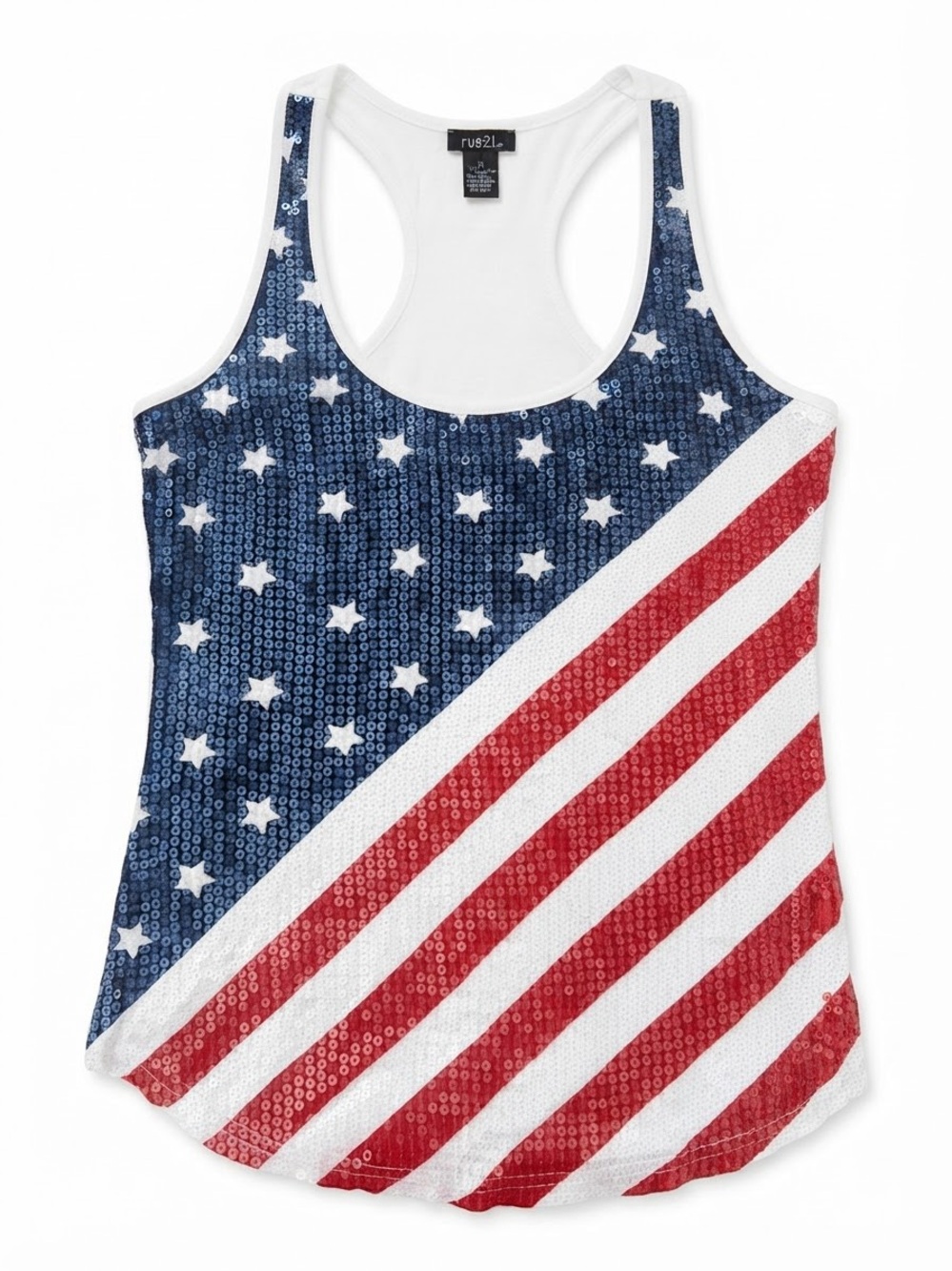 Rue21 Sequin Flag Racerback Tank - Red, White & Blue